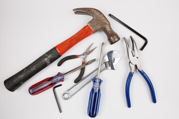 Various tools on a clean white background