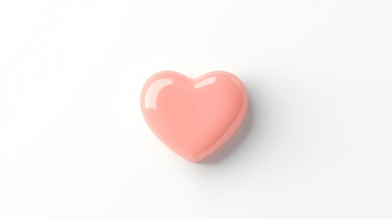 Fototapeta premium A charming pink heart shape on a clean white surface, symbolizing love and affection, perfect for romantic themes and designs.