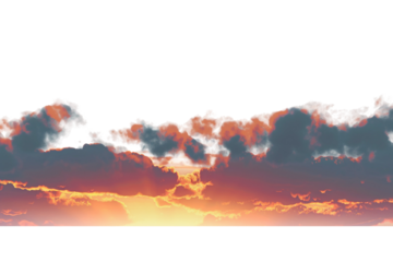A peaceful sunset scene, where the sun dips below the horizon in a brilliant display of colors isolated on transparent background