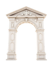 Obraz premium Antique white Roman archway on isolated PNG background.