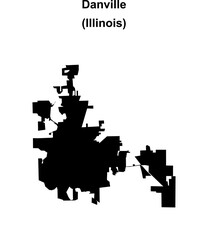 Danville (Illinois) blank outline map