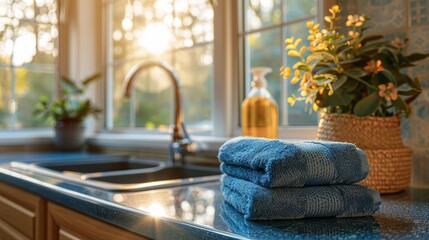 Essential spring cleaning kit for home organization supplies on a crisp white background