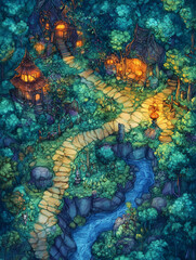 Naklejka premium RPG map of an enchanted forest