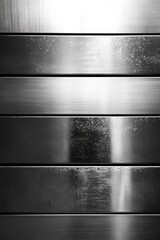 Obraz premium Reflective polished metal surface displaying various metallic textures with a sleek and modern aesthetic