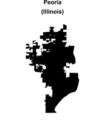 Fototapeta premium Peoria (Illinois) blank outline map