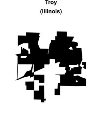 Obraz premium Troy (Illinois) blank outline map