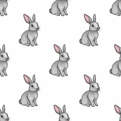 Cute Bunny Small Design on White Background