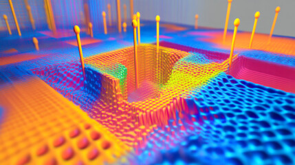 Colorful abstract representation of quantum computing processes in a futuristic setting
