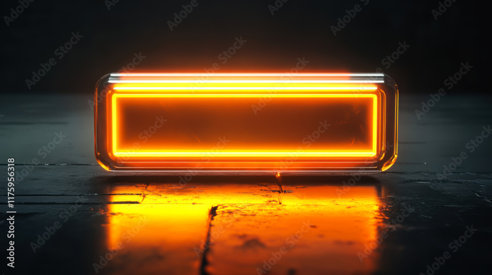 Poster high-tech circuit board featuring illuminated rectangular components in a dark setting