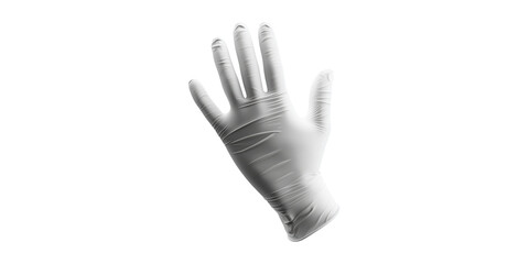 White latex glove facing upwards isolated on transparent background