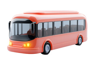 red bus 3D icon - transparent image, png.