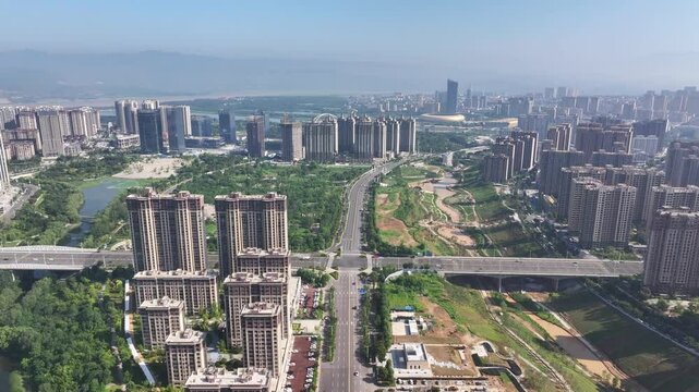 cityscape of modern city in sanmenxia,henan