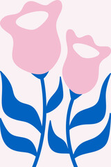 Pink bell flower botanical element