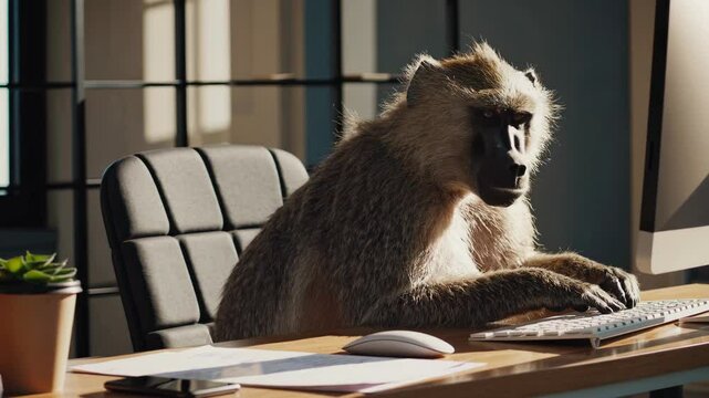 Baboon Experimenting with Modern Technology