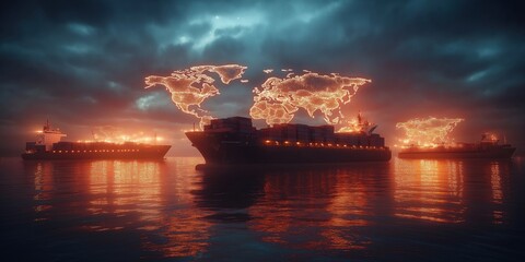 Fototapeta premium A stunning world map glowing