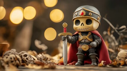 St. Skeletor's Day St. skeletor's day festive warrior with sword and cape amid autumn glow