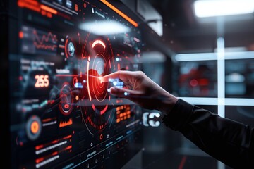 Futuristic digital marketing hub holographic experience