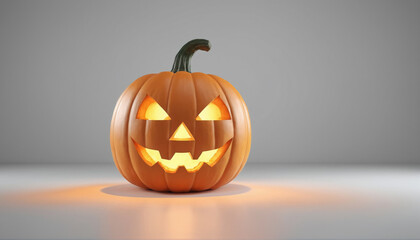 Carved pumpkin with glowing eyes and mouth displayed in a dimly lit environment for Halloween celebration