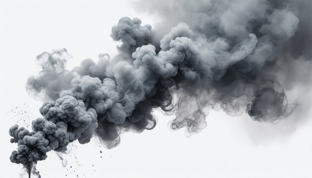 Dark smoke clouds rolling in the sky during an industrial fire at a manufacturing plant in the afternoon