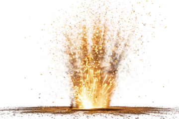 An enchanting fireworks display with waterfall effects, whether from the ground or the sky, lighting up the night with brilliance isolated on transparent background
