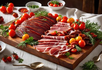 colorful inviting platter featuring array delicious meat selections presented artistically culinary delight, gourmet, cuisine, variety, appetizing