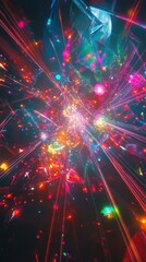 Obraz premium Vibrant Abstract Explosion of Light and Color, Representing Energy and Motion in a Cosmic Environment, Perfect for Backgrounds or Artistic Projects