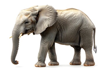 Obraz premium African Elephant Standing Against White Background