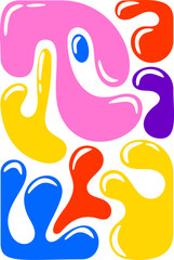 Multicolored abstract fluid shapes background