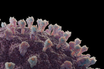 Human metapneumovirus or HMPV, virus causing upper and lower respiratory infection. 3d illustration medical imagery concept.