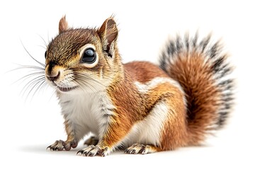 Adorable Red Squirrel Posing Against White Background