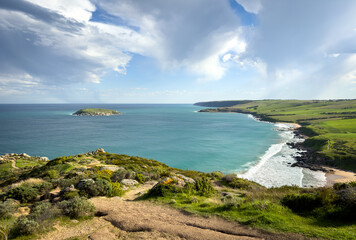 Fototapeta premium Landscape view from The Bluff in Victor Harbor on the Fleurieu Peninsula in South Australia