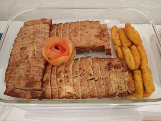 Chicken galantine with potatoes 