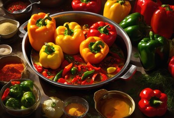 high resolution close sizzling ingredients showcasing textures colors cooking process raw fresh elements, cuisine, freshness, pan, heat, steam, oil