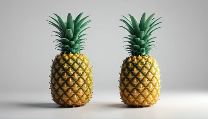 Fresh pineapples displayed side by side on a neutral background highlighting their vibrant colors and textures