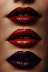 Obraz premium A close up of three different shades of red and black lipstick