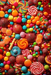 Fototapeta premium visually stunning display assorted colorful candies vibrant variety showcasing whimsical patterns enticing shapes, rainbow, lgbtq, lgbt, pride, love