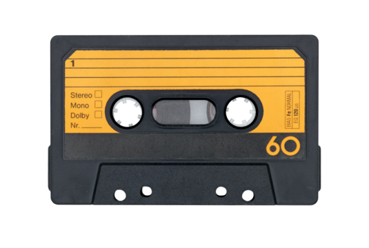 Vintage compact audio cassette isolated