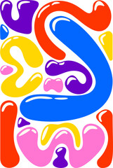 Cute doodle pattern liquid shapes