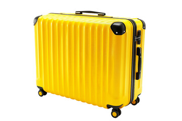Fototapeta premium Bright yellow travel suitcase isolated on transparent background