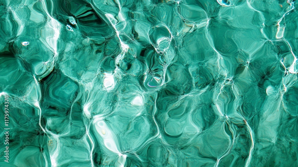 Aufkleber turquoise water surface is creating abstract patterns reflecting sunlight, making a beautiful and un