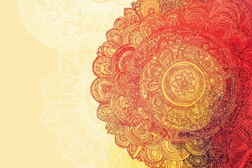 Vibrant hand drawn doodle featuring intricate mandala patterns in warm hues against a soft background. Generative AI