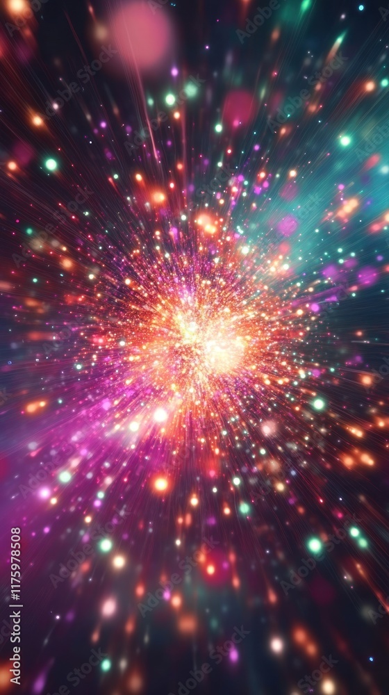 Poster vibrant cosmic explosion of light and color creating a stunning abstract background for use in digit