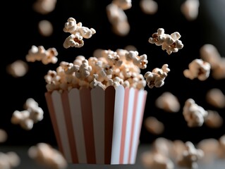 ポップコーンが空中に舞い上がる瞬間を捉えたユニークなビジュアル