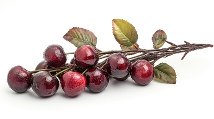 A Cluster of Shiny Red Cherries on a Branch