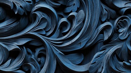 Obraz premium Stunning Dark Blue Wood Carving Design