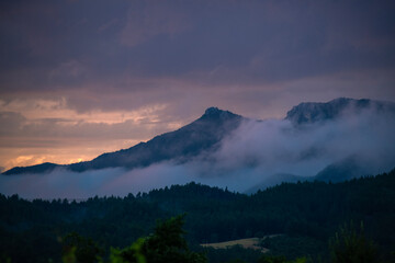 The mountains to the east of the town of  Gjirocaster situated in the South of Albania
