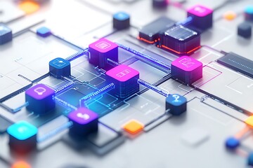 Dynamic fluid design representing customer journey stages vibrant colors highlighting personalization and interconnected feedback loops in an omnichannel framework