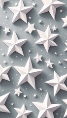 Obraz premium Elegant white stars scattered across a soft white pattern background for a dreamy touch