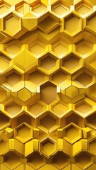 Geometric yellow hexagons creating an intricate structured design on a yellow pattern background
