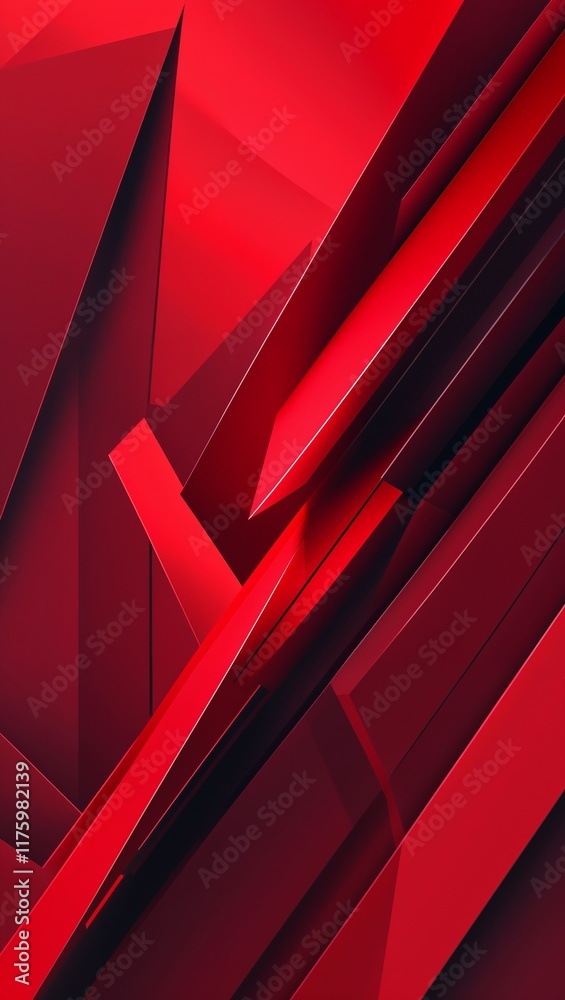 Wall mural red abstract diagonal lines forming sharp angles for an edgy and modern red pattern background